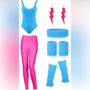 Blue Sports Accessories Set with Pink Lightning Earrings